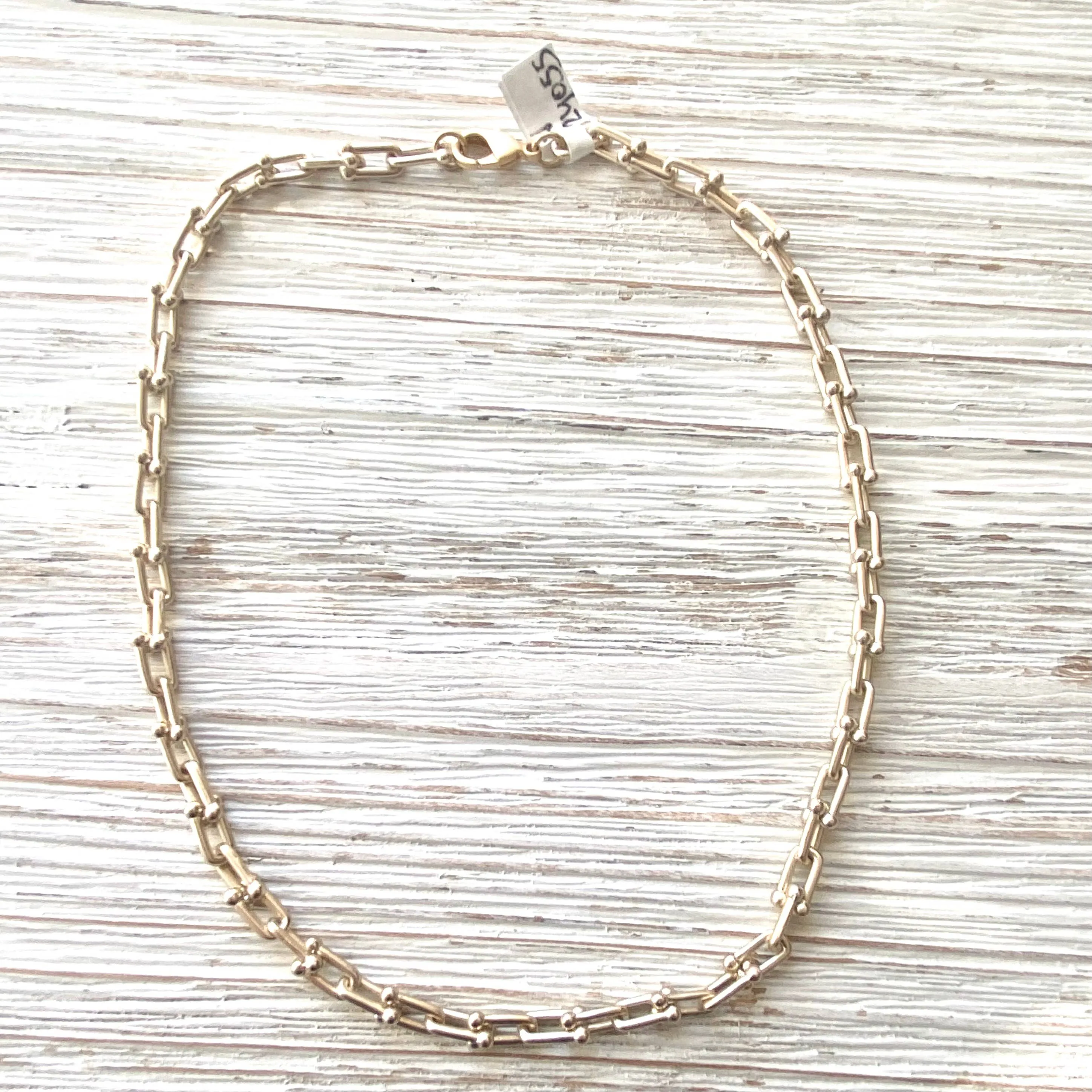 Matte gold u chain layering necklace