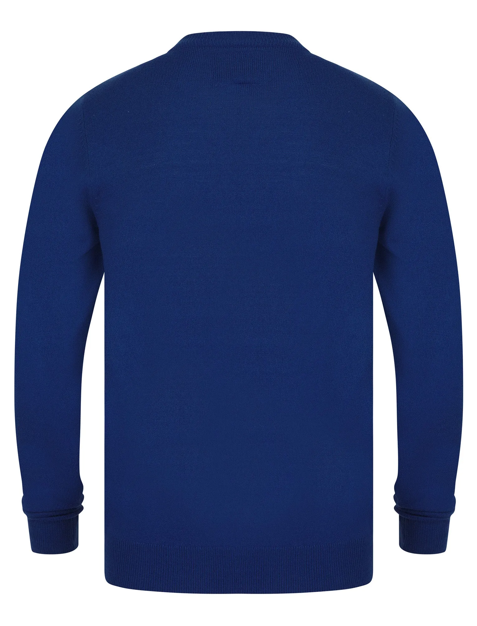Men's Merry Santa Motif Novelty Knitted Christmas Jumper in Sapphire - Merry Christmas