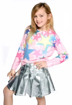 Metallic Pleated Skirt with Back Zip *Faux Leather*