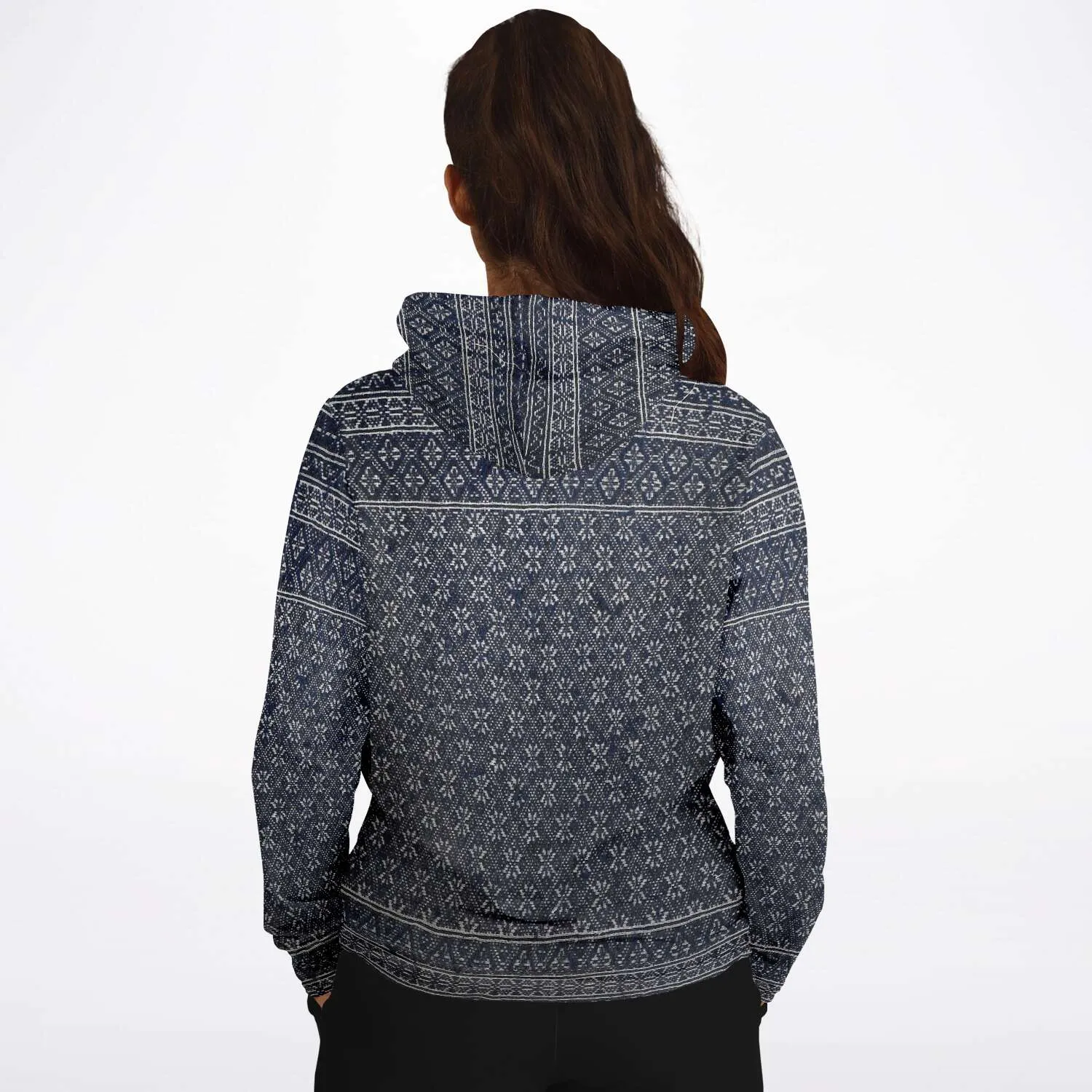 Miao Antique Traditional Textile  Indigo Blue Dye  Asian Batik Ikat Vintage Gift Boho, Kuba, Kilim, Ethnic Jacket Tribal Pullover Hoodie
