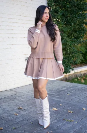 More To Love Camel Sweater and Skirt Set
