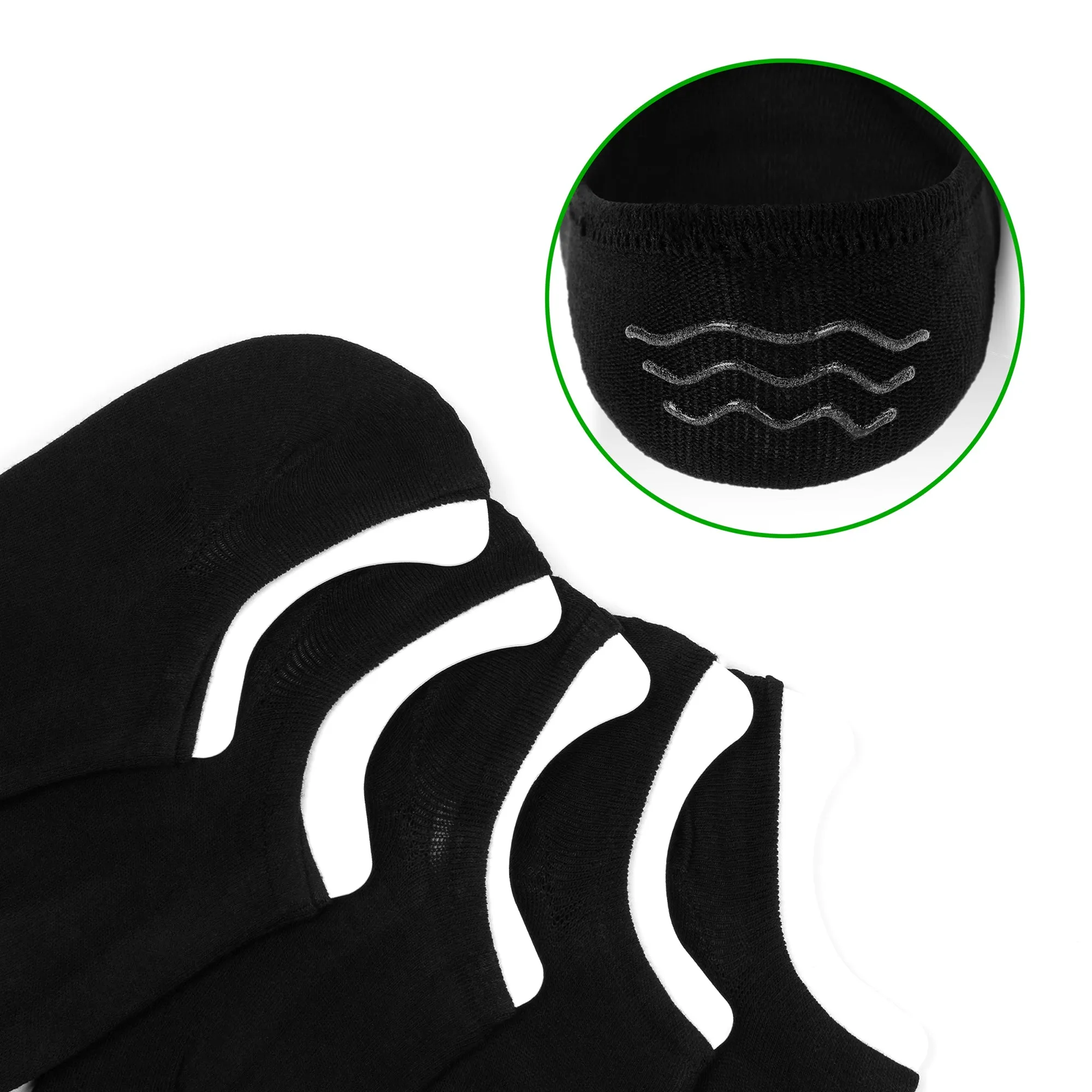 No Show, Non-Slip Black Socks