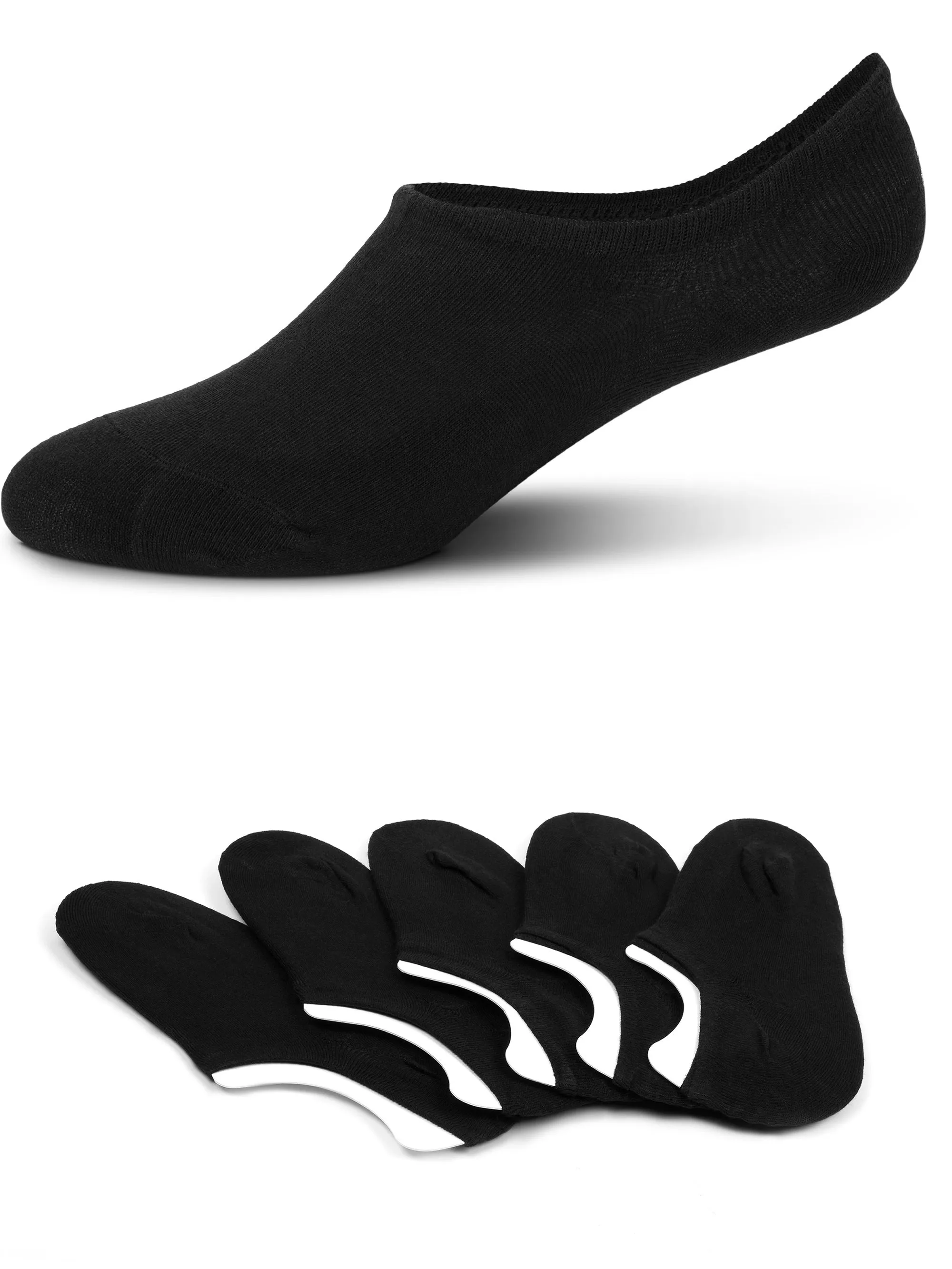 No Show, Non-Slip Black Socks