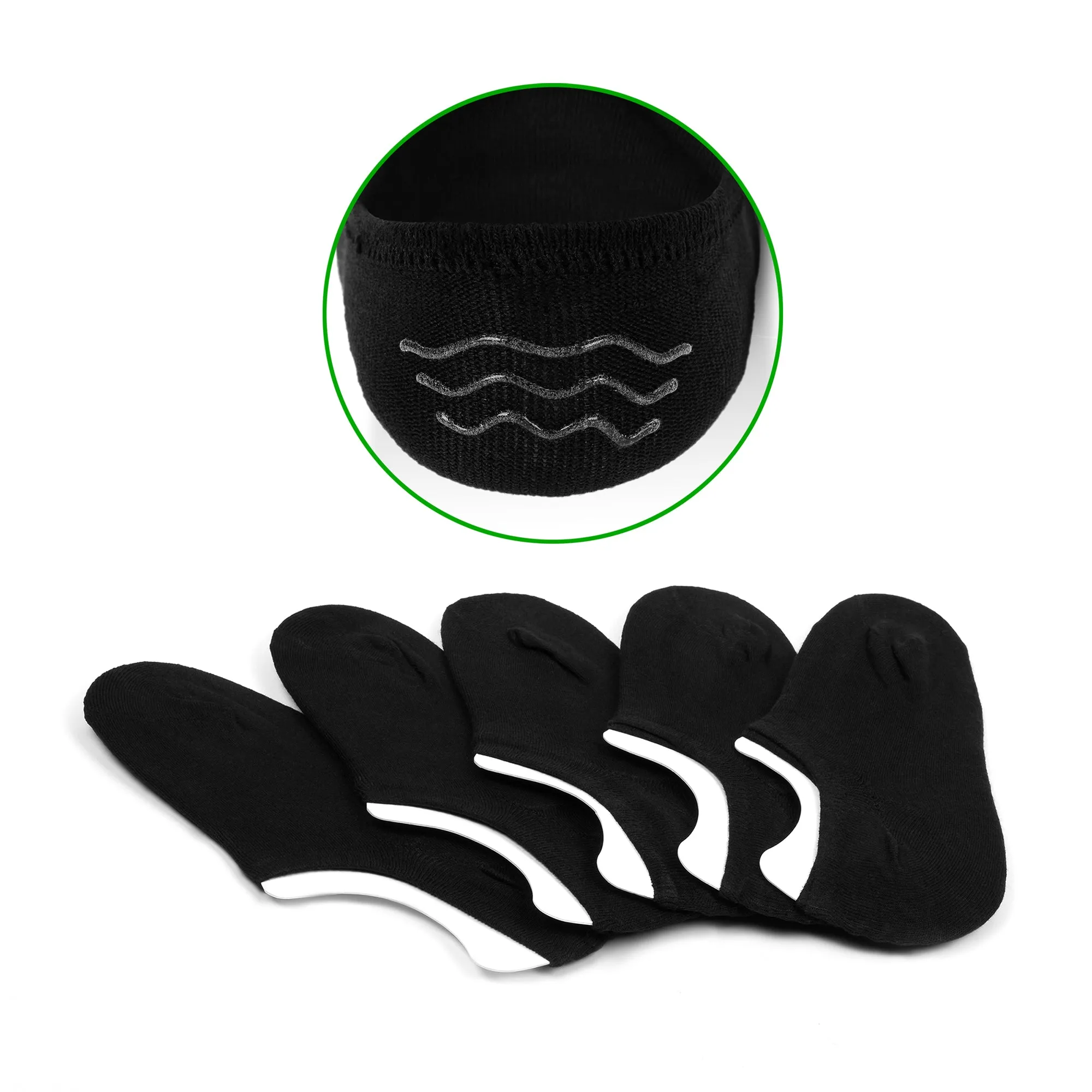 No Show, Non-Slip Black Socks