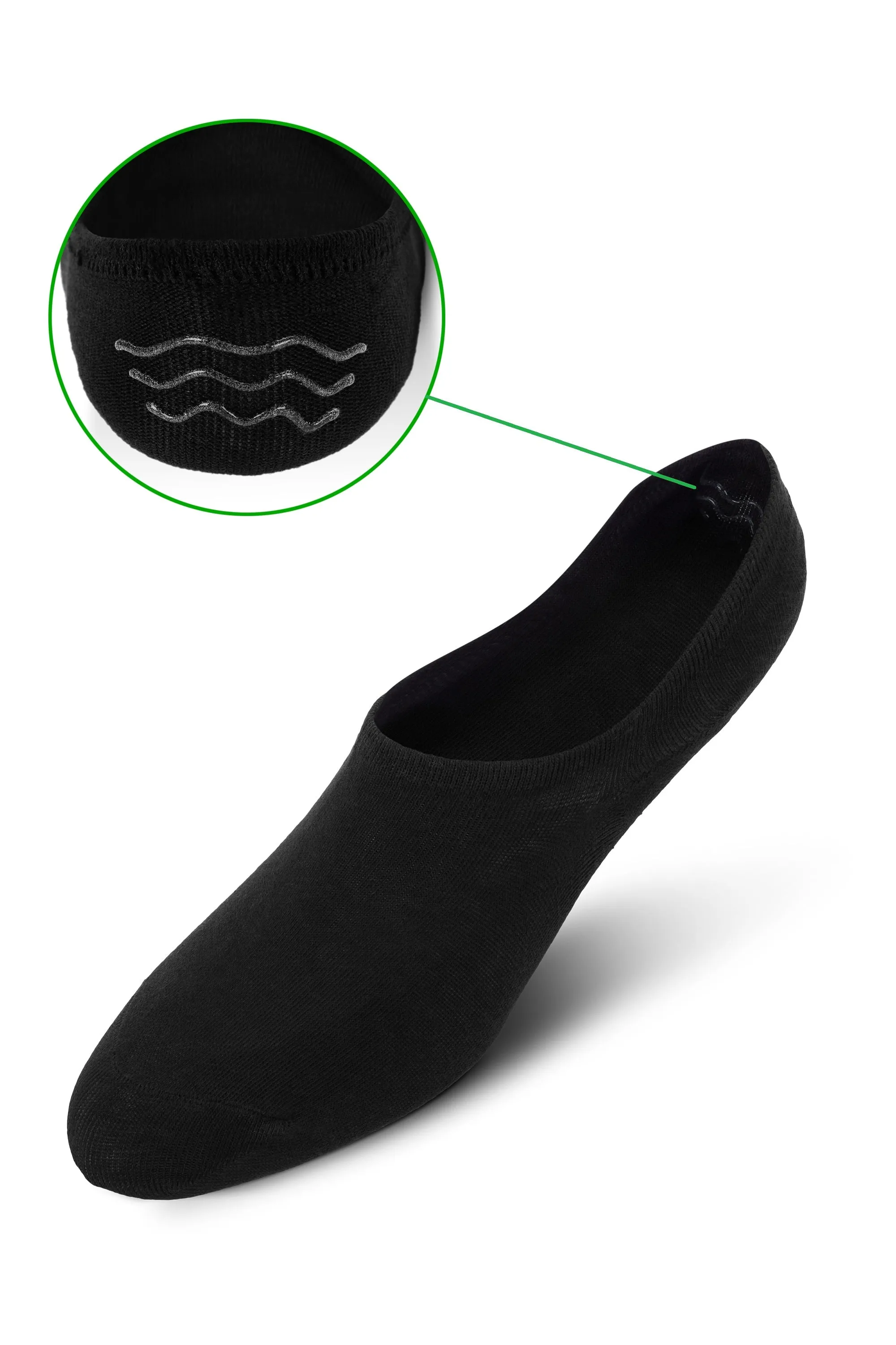 No Show, Non-Slip Black Socks