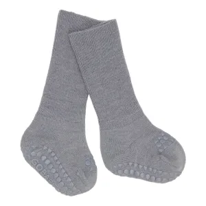 Non-Slip Grip Socks - Merino Wool - Grey Melange