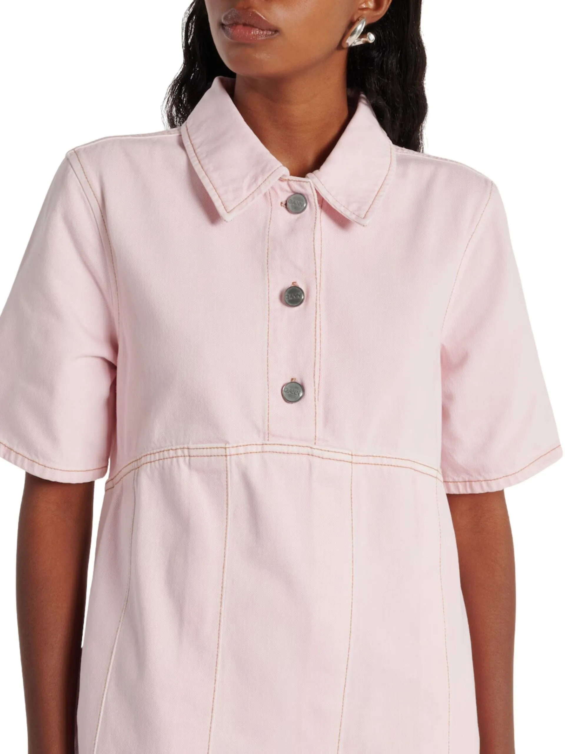 Overdyed Denim Mini Dress / Chalk Pink
