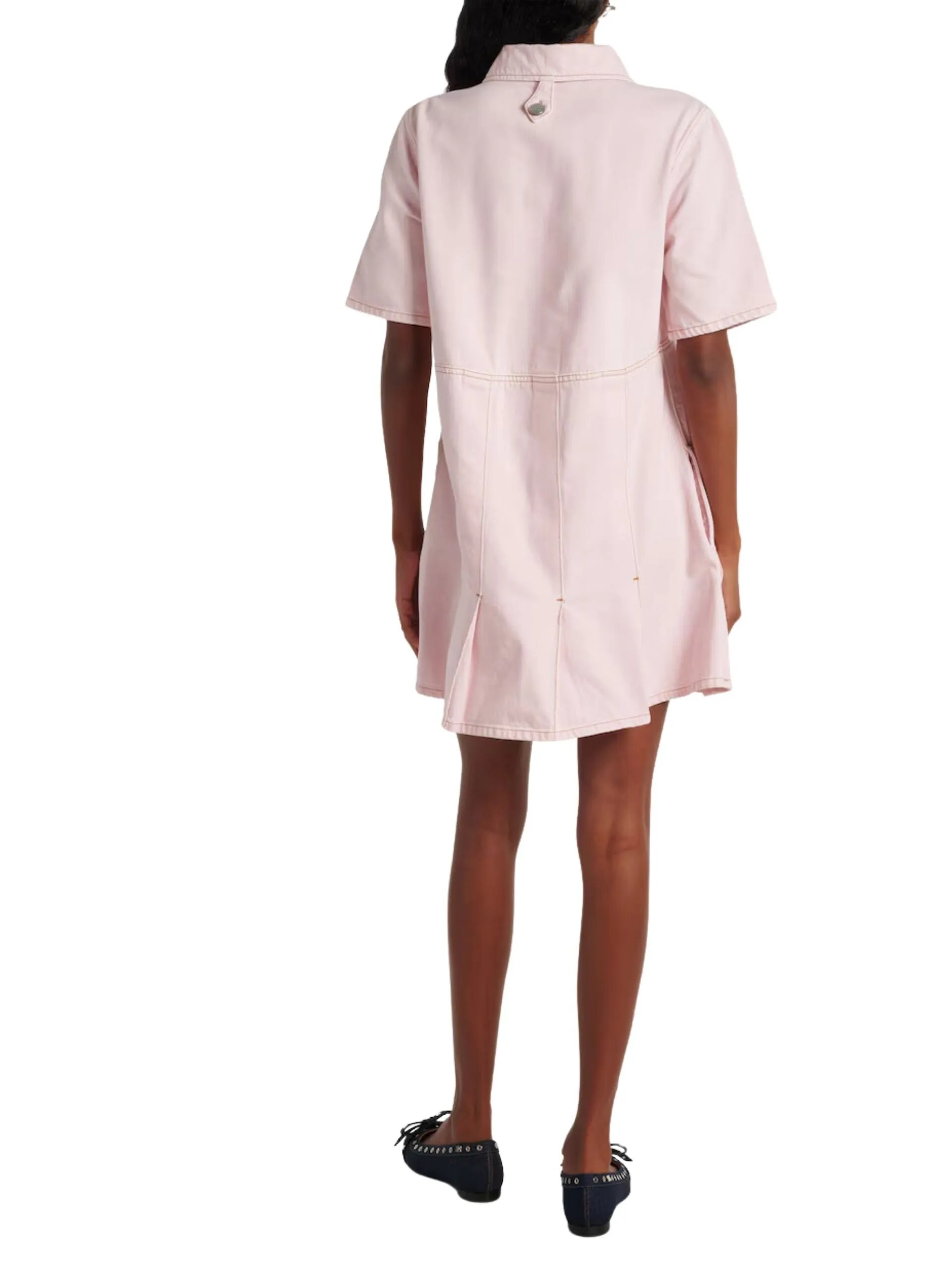 Overdyed Denim Mini Dress / Chalk Pink