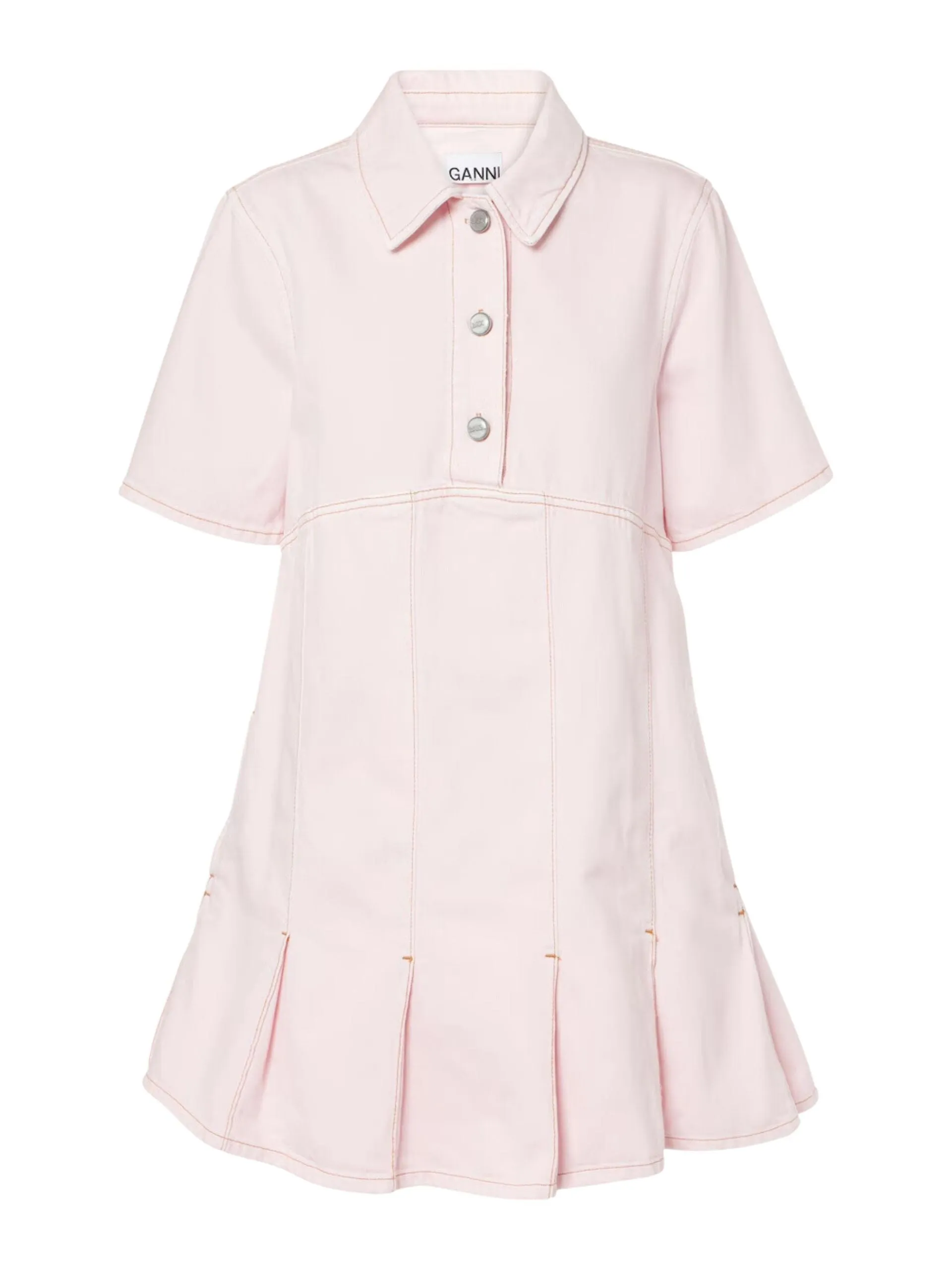 Overdyed Denim Mini Dress / Chalk Pink