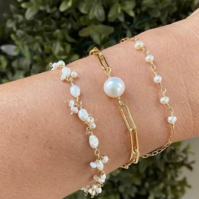 Pearl Cluster Bracelet - Boho