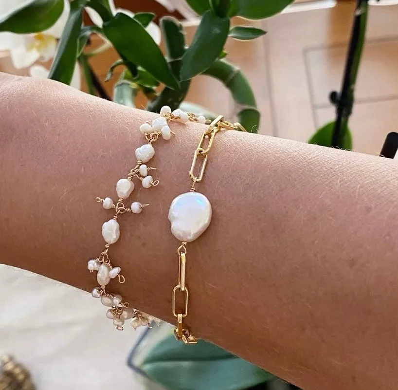 Pearl Cluster Bracelet - Boho