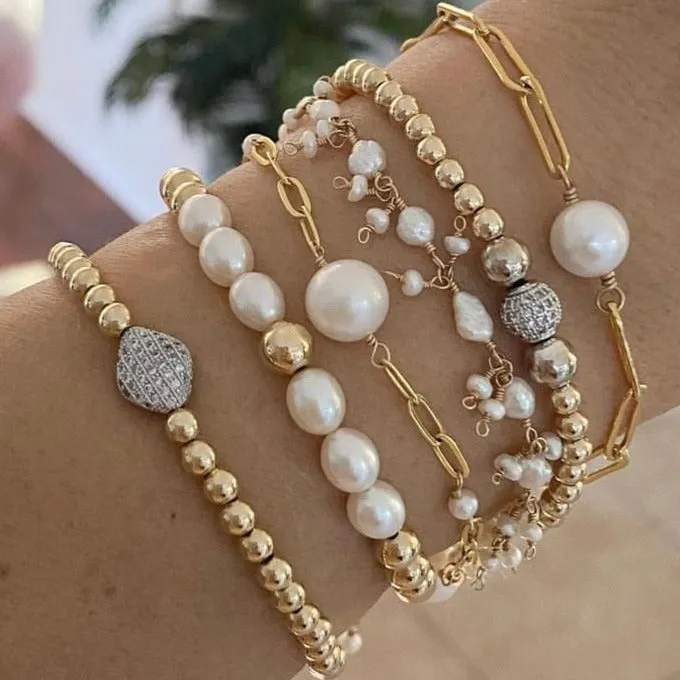 Pearl Cluster Bracelet - Boho