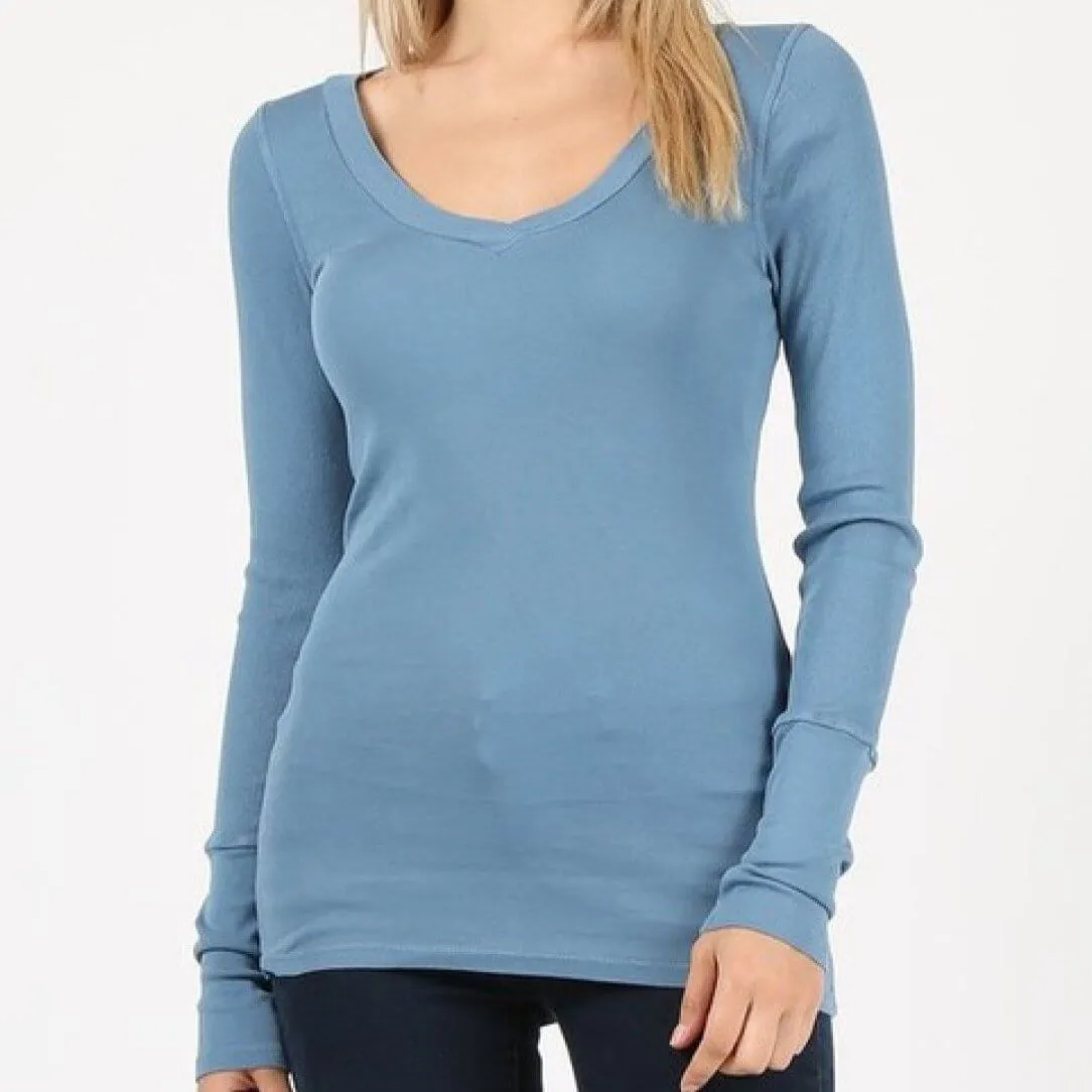 Perfect Layering Top in Chambray Blue Made in USA