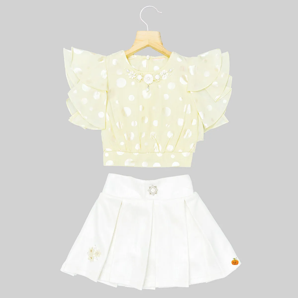 Pista & Lemon Dotted Skirt and Top for Girls