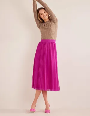 Pleated Tulle Skirt-Shocking Pink