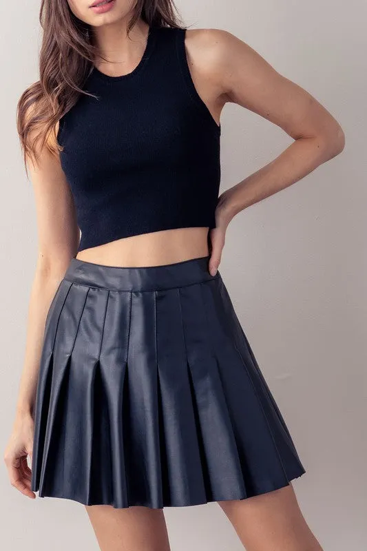 Pleather Pleated Mini Skirt