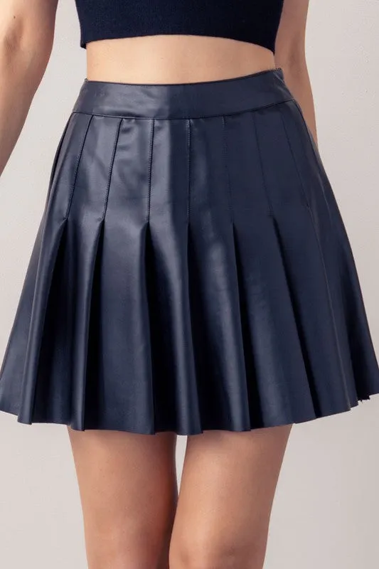 Pleather Pleated Mini Skirt