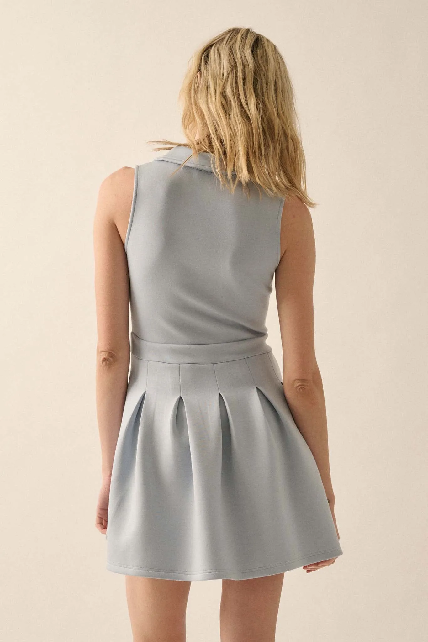 Premium Scuba Half-Zip Pleated Mini Tennis Dress