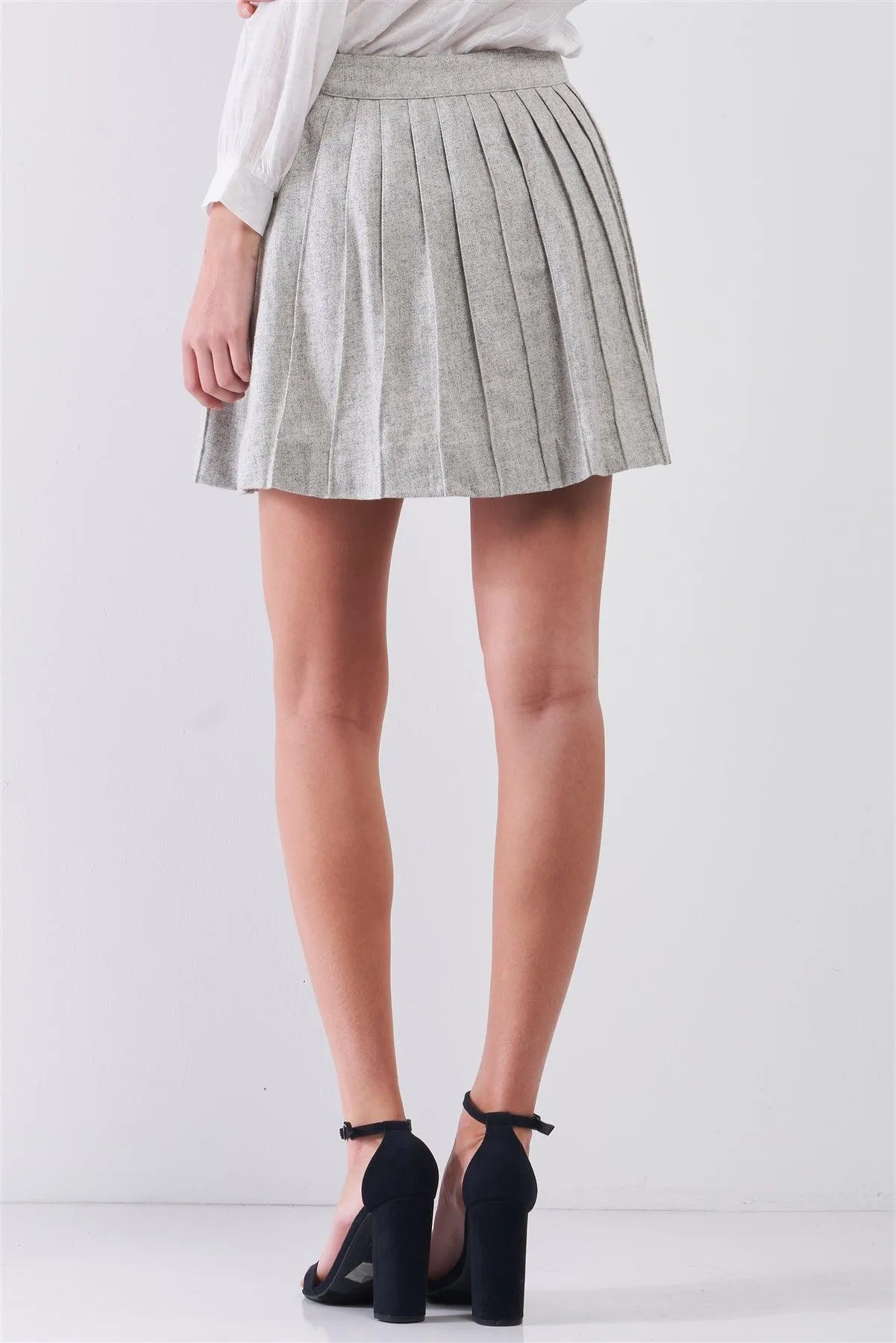 "Back To School" Woolen Pleated Flare Mini Skirt /1-3-2
