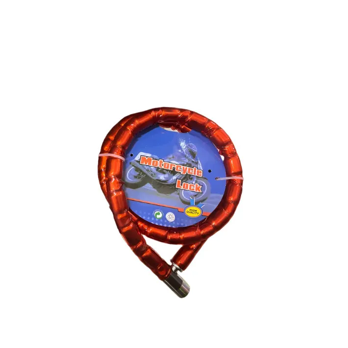 Red Motorcycle Lock with Cable