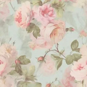Robin Egg Blue Rose and Lace Shabby Chic Baby Crib Bedding