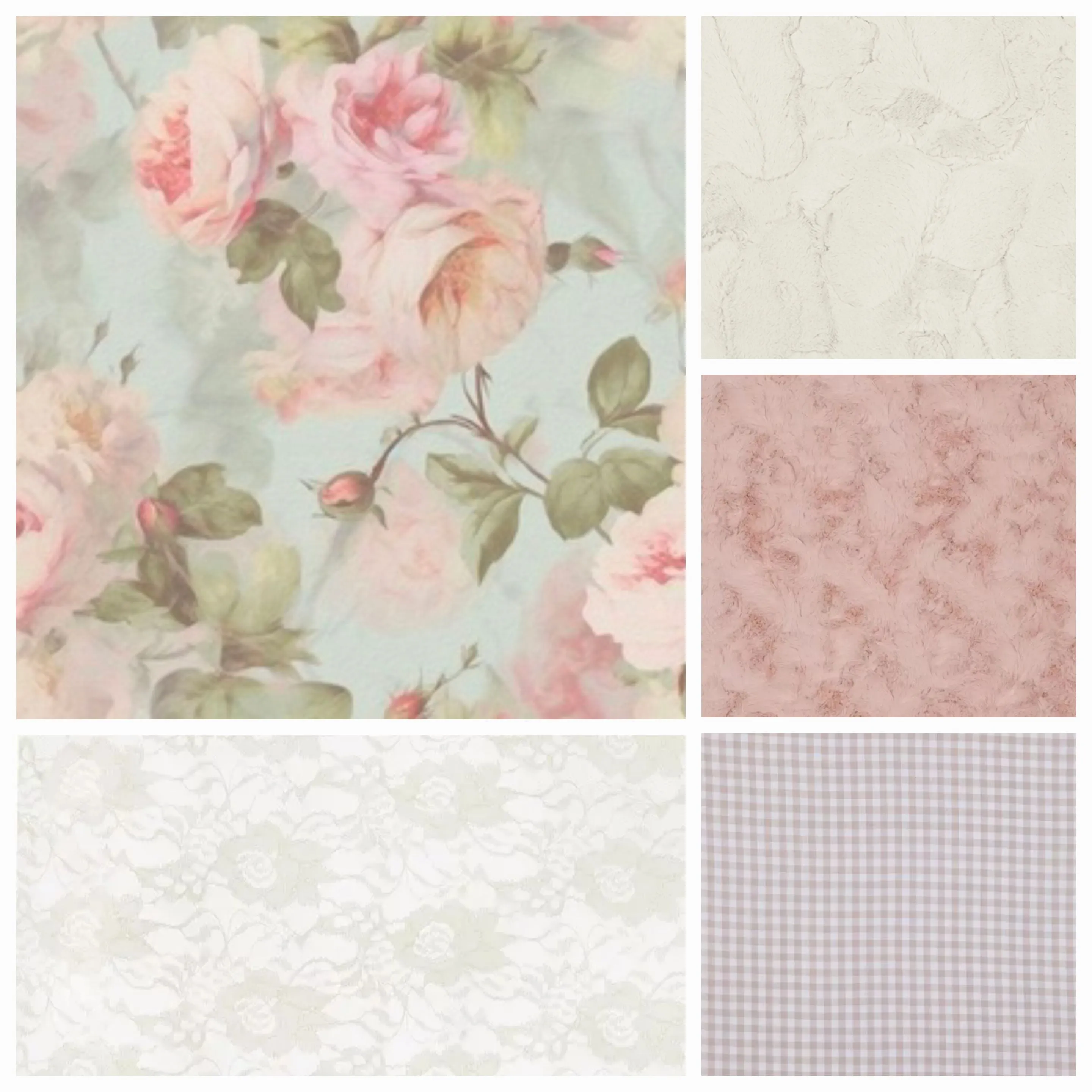 Robin Egg Blue Rose and Lace Shabby Chic Baby Crib Bedding