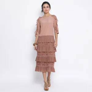 Rust Dress With Frill At Bottom