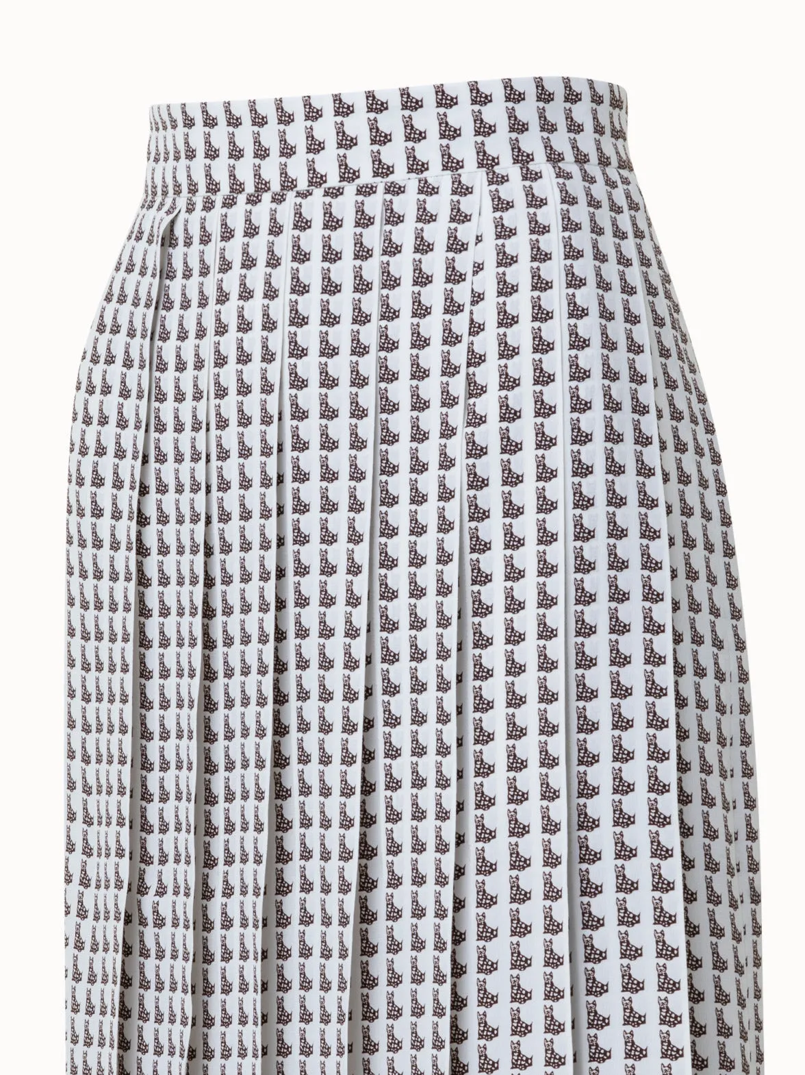 Silk Crêpe Pleated Skirt with Emma Print