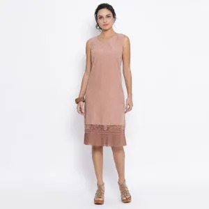 Sleeveless Rust Dress With Frill At Bottom