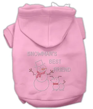 Snowman's Best Friend Rhinestone Hoodie Pink L (14)
