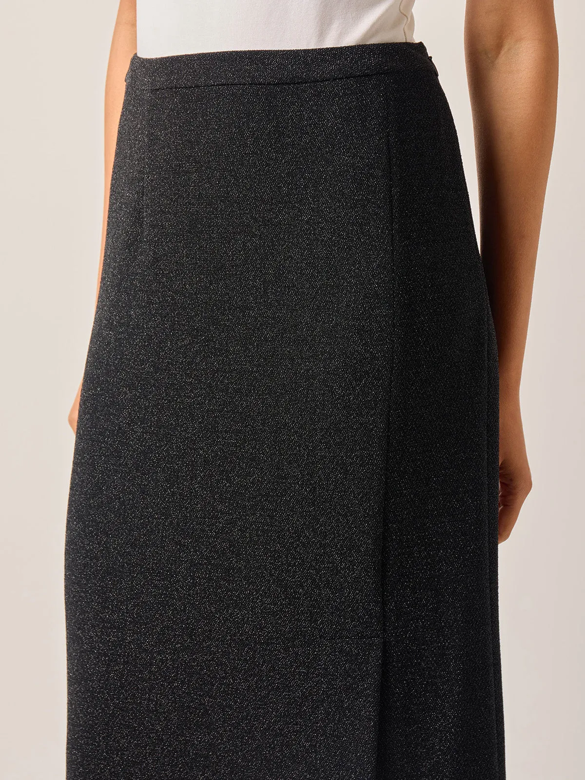 Sparkle Stretch Woven Straight Maxi Skirt