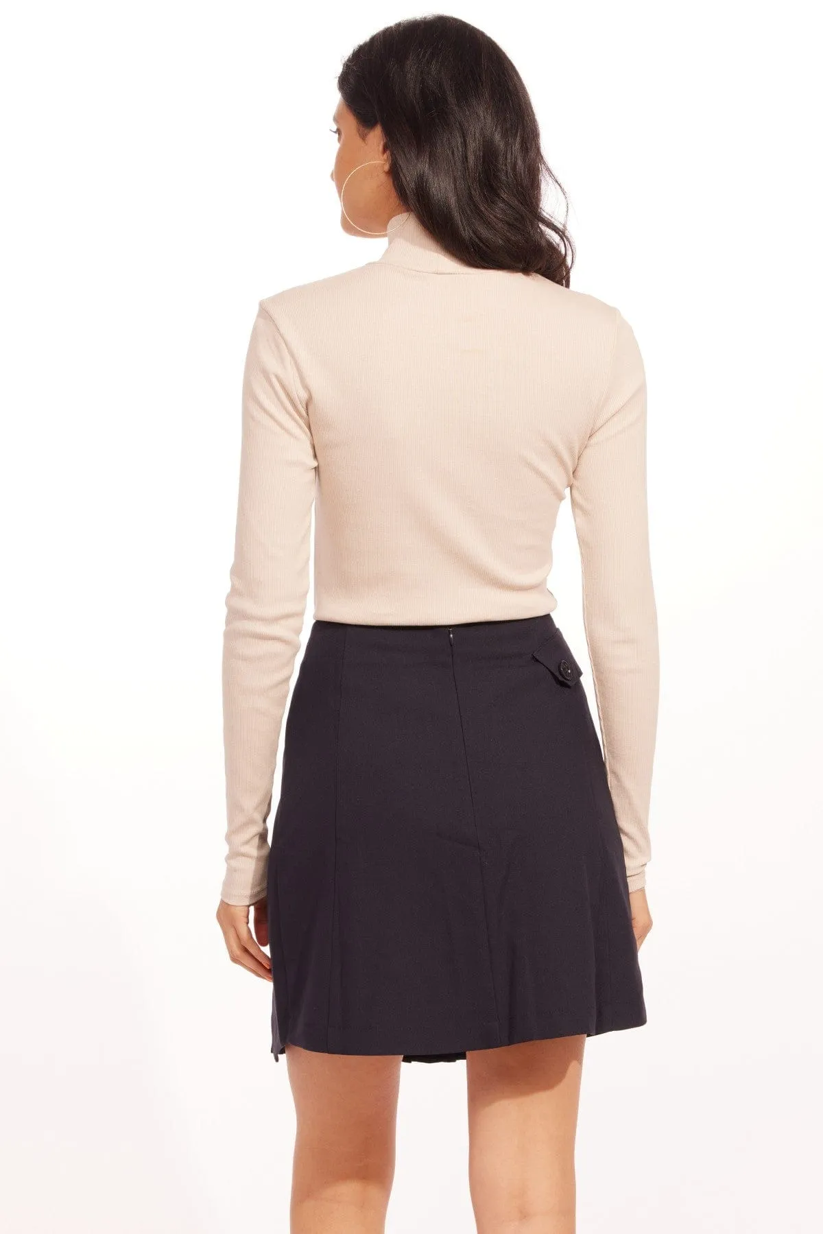 Tailored Pleated Mini Skirt-Black