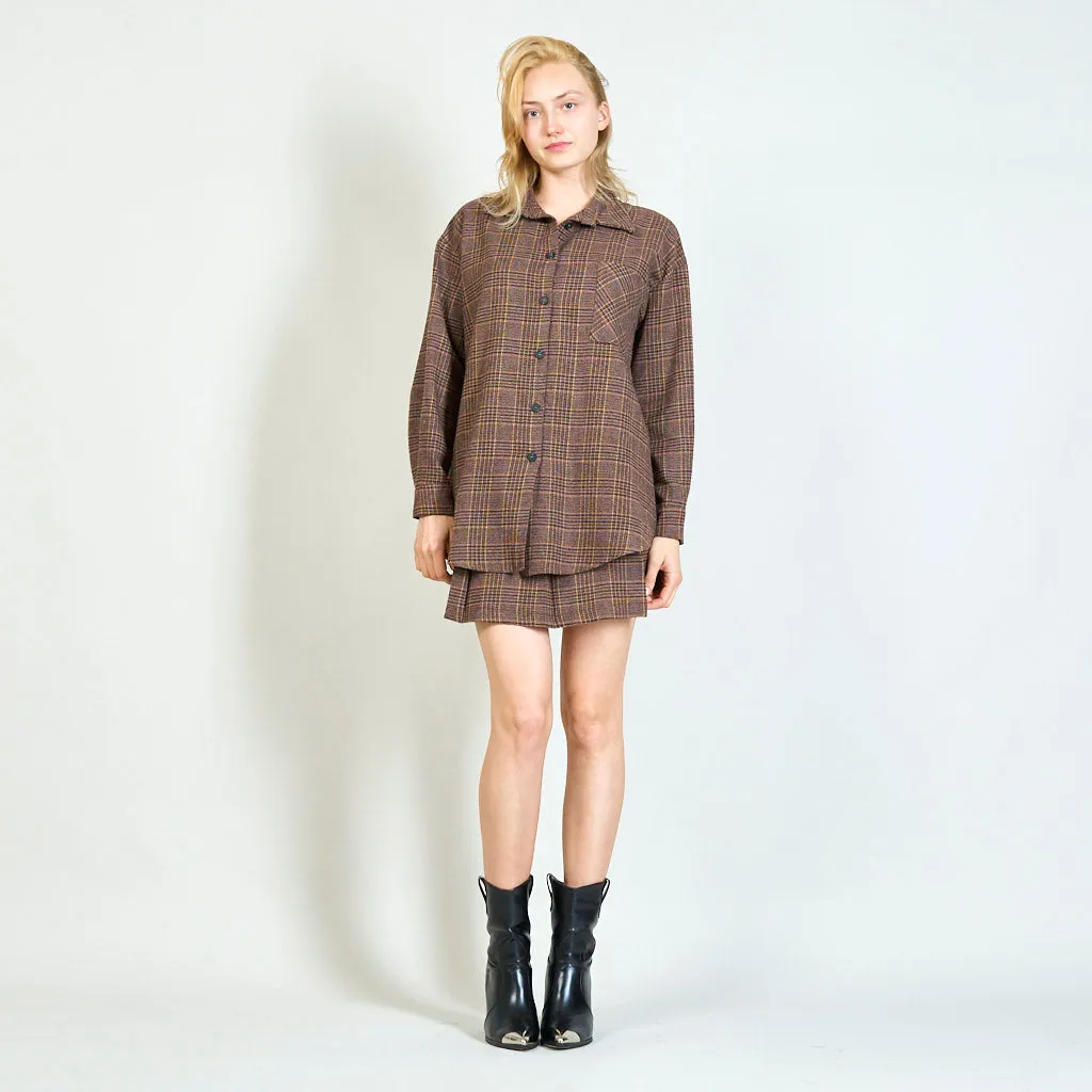 Tartan pleated skirt with belt wholesale