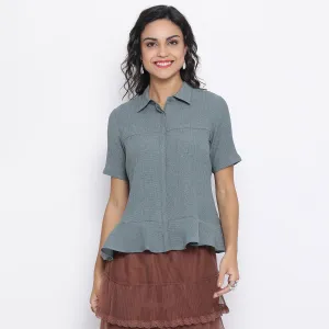 Teal Blue Peplum Top