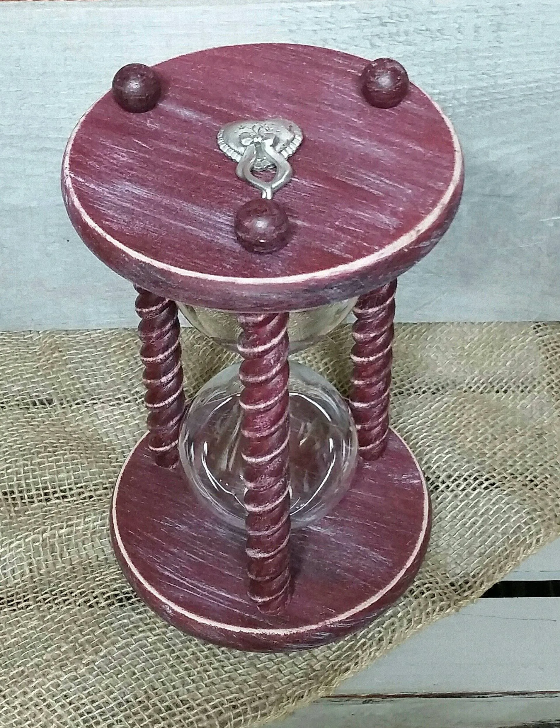 The Barn Wedding Hourglass in Distressed Rustic Barn Red - Shabby Chic - Heirloom Wedding Unity Sand Ceremony Hourglass