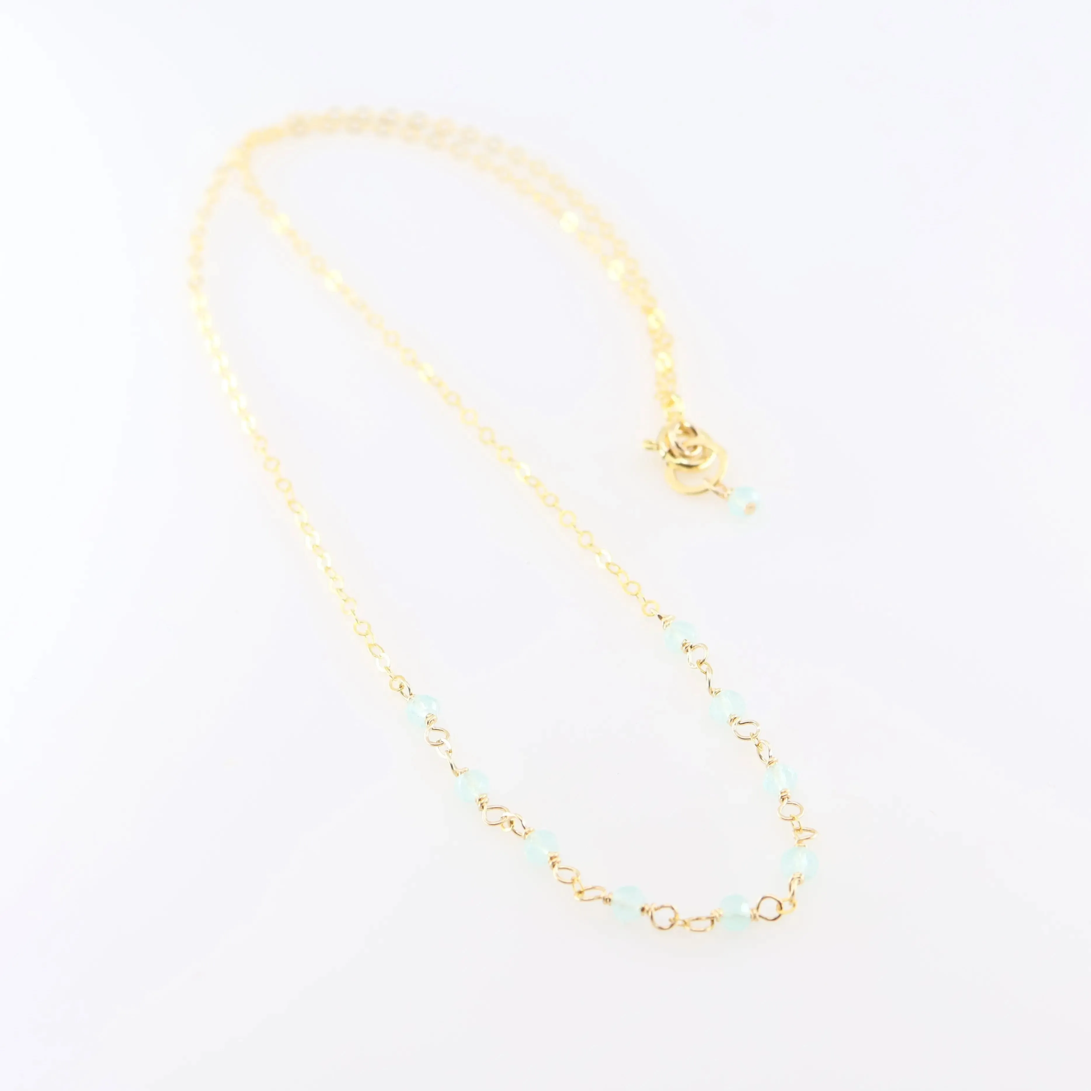 Tiny Gemstone Layering Necklace, Aqua Chalcedony