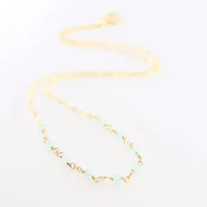 Tiny Gemstone Layering Necklace, Aqua Chalcedony