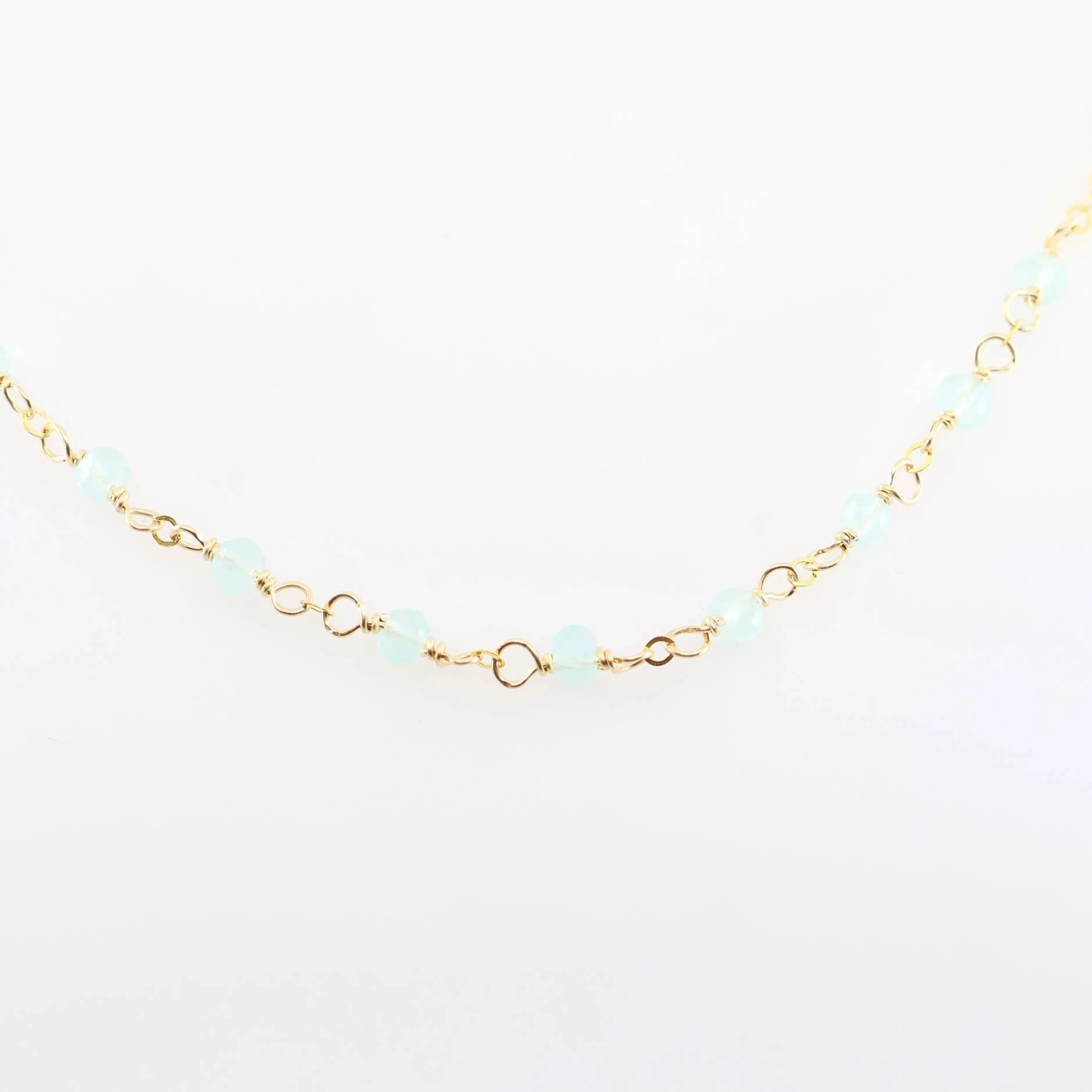 Tiny Gemstone Layering Necklace, Aqua Chalcedony