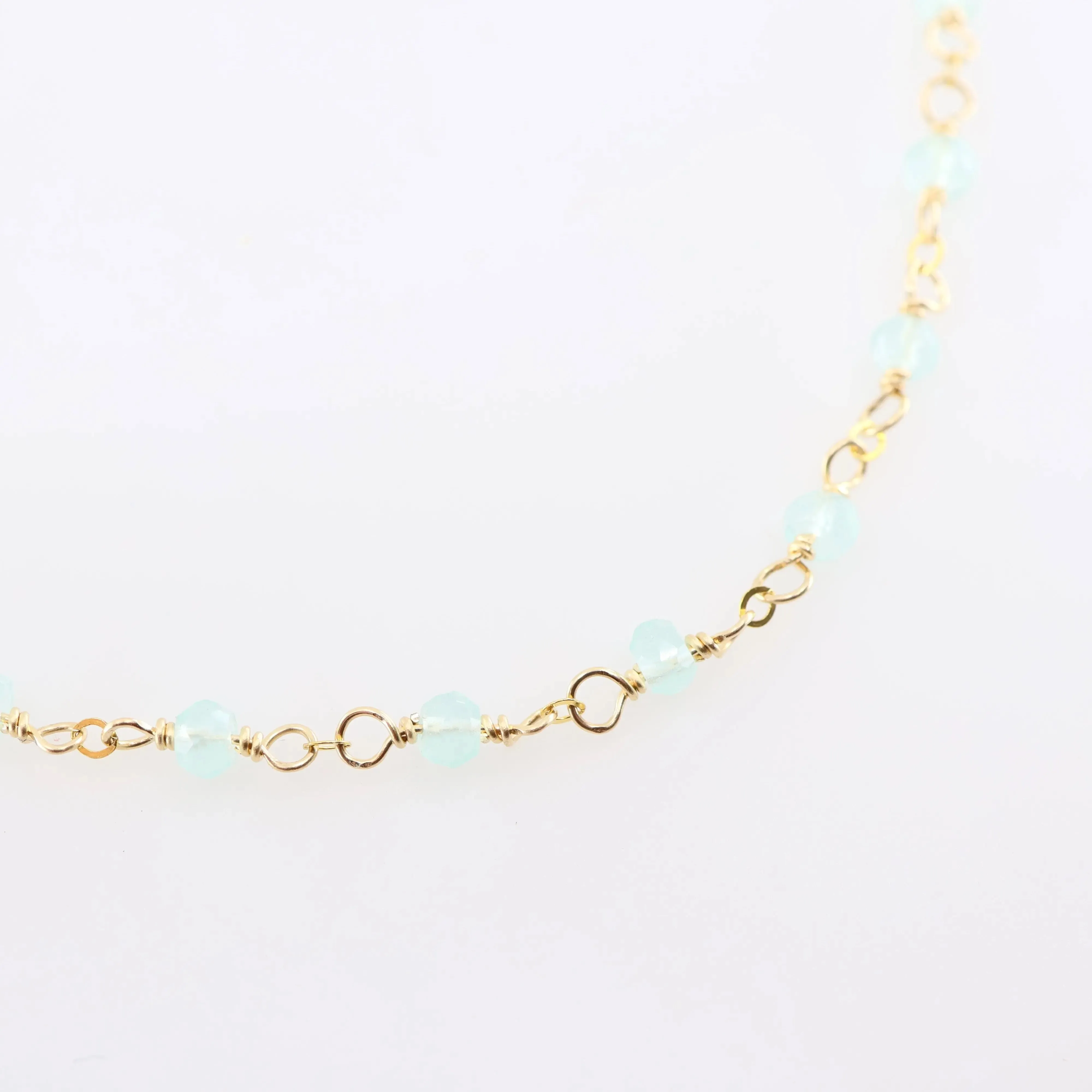 Tiny Gemstone Layering Necklace, Aqua Chalcedony