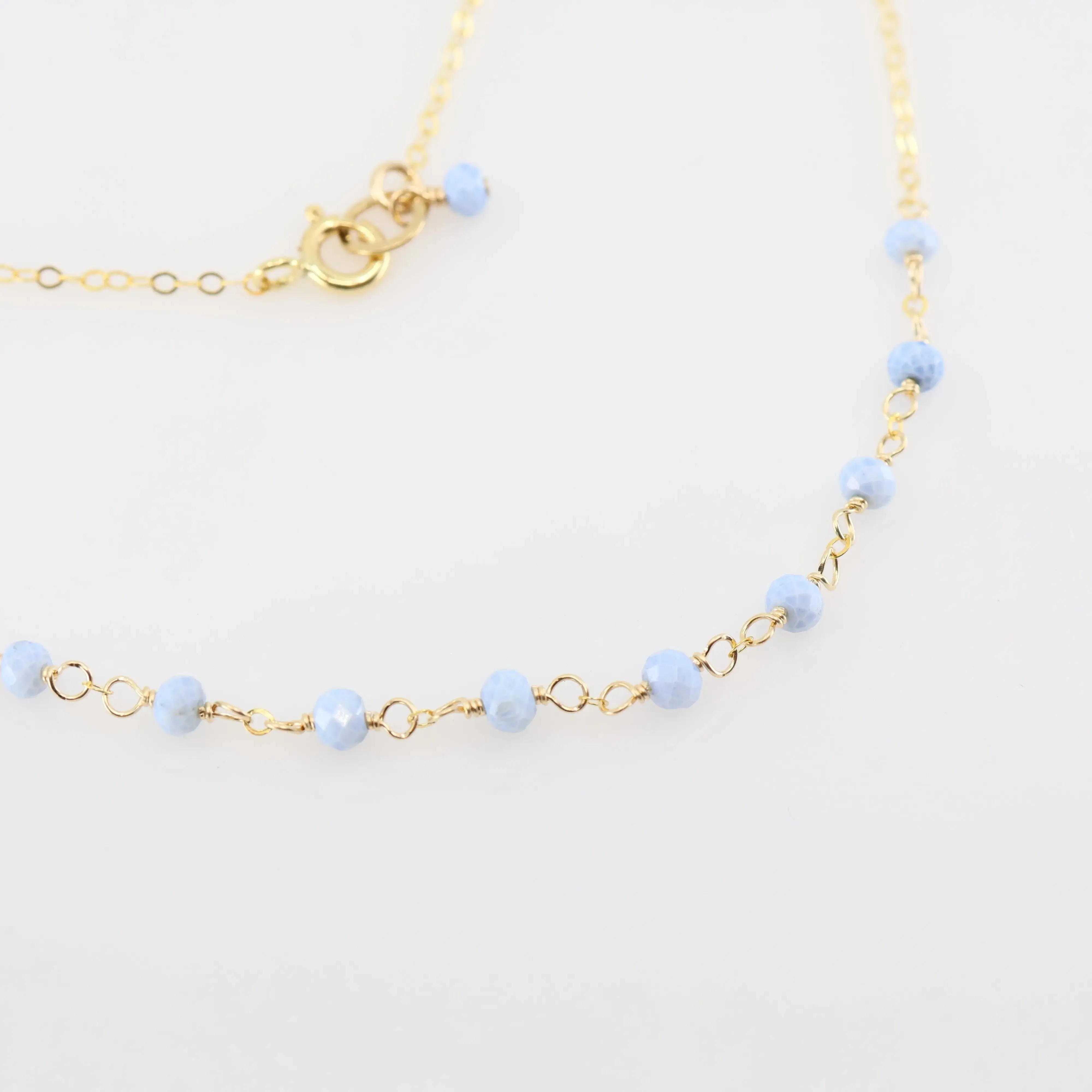 Tiny Gemstone Layering Necklace, Blue Opal