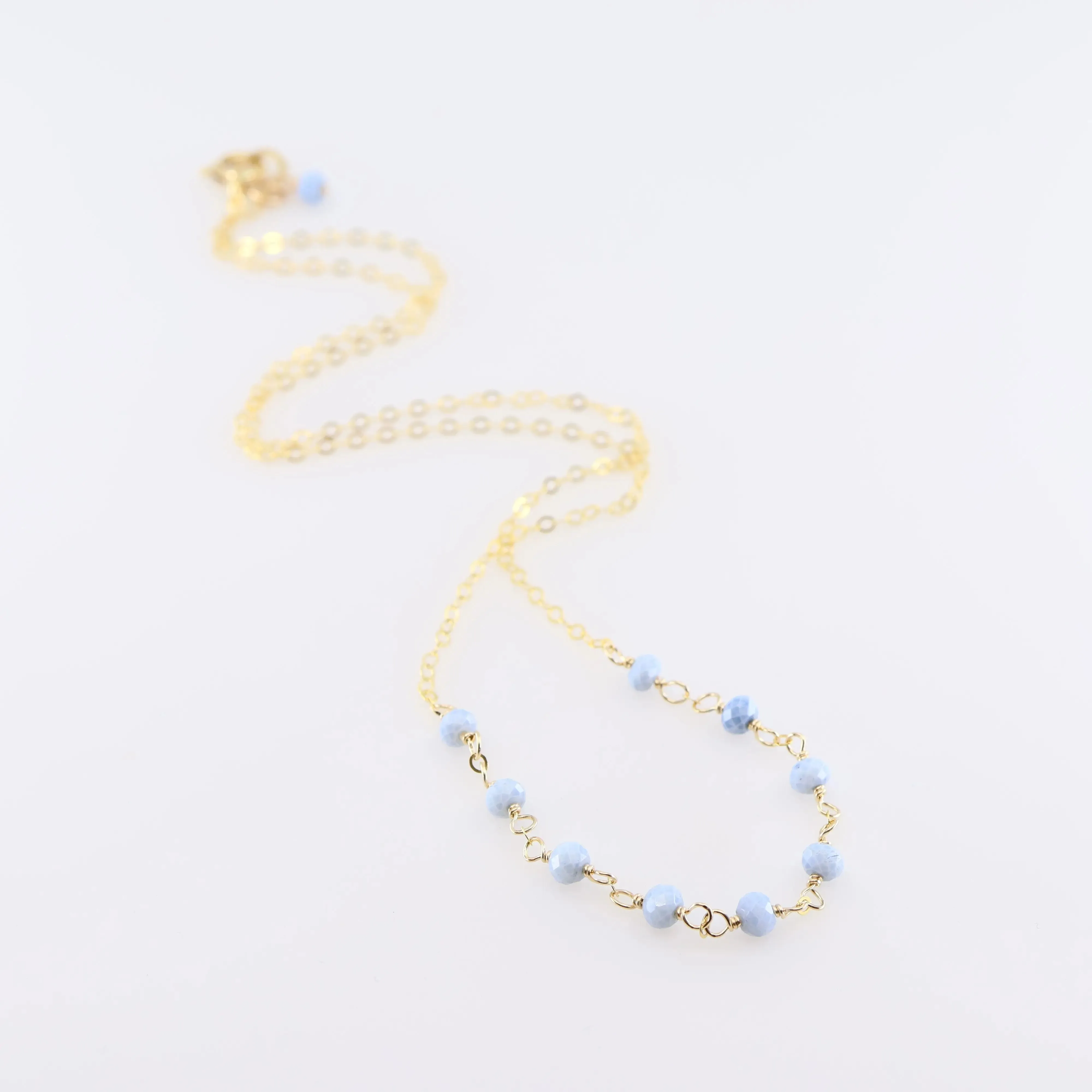 Tiny Gemstone Layering Necklace, Blue Opal