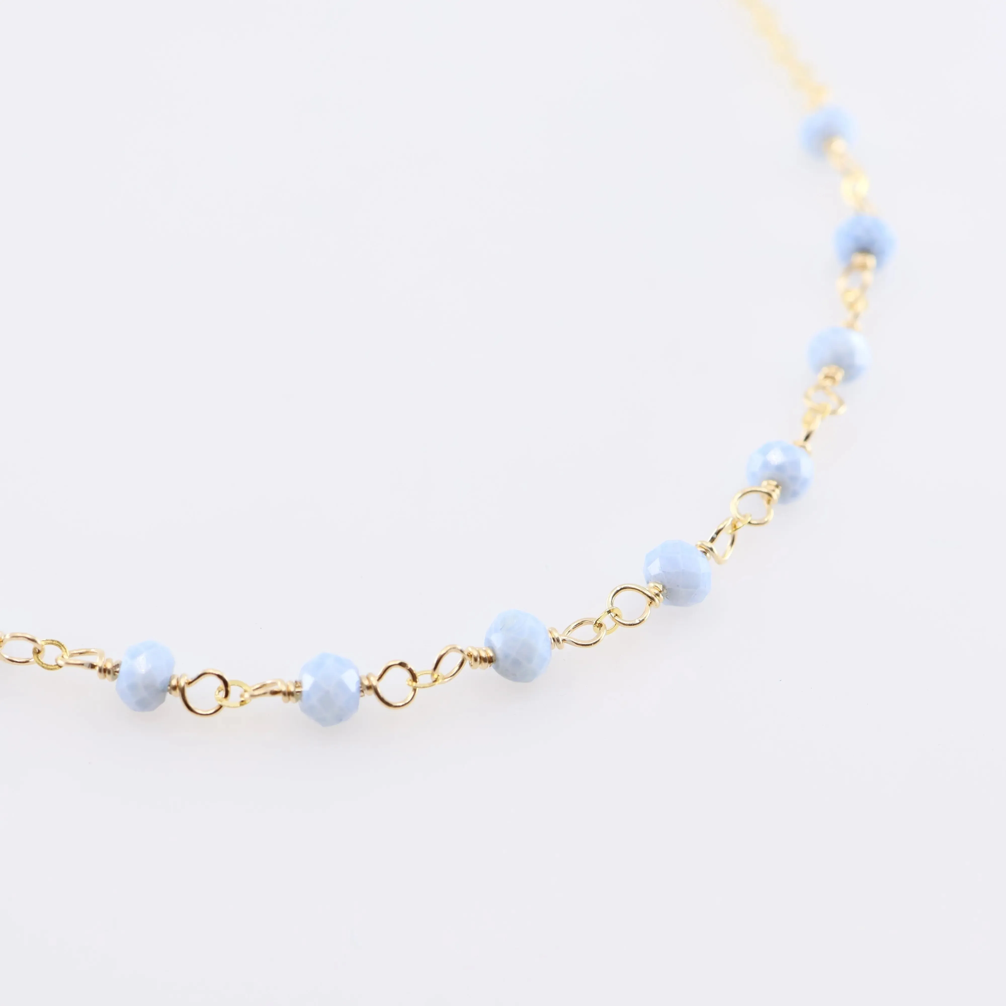 Tiny Gemstone Layering Necklace, Blue Opal