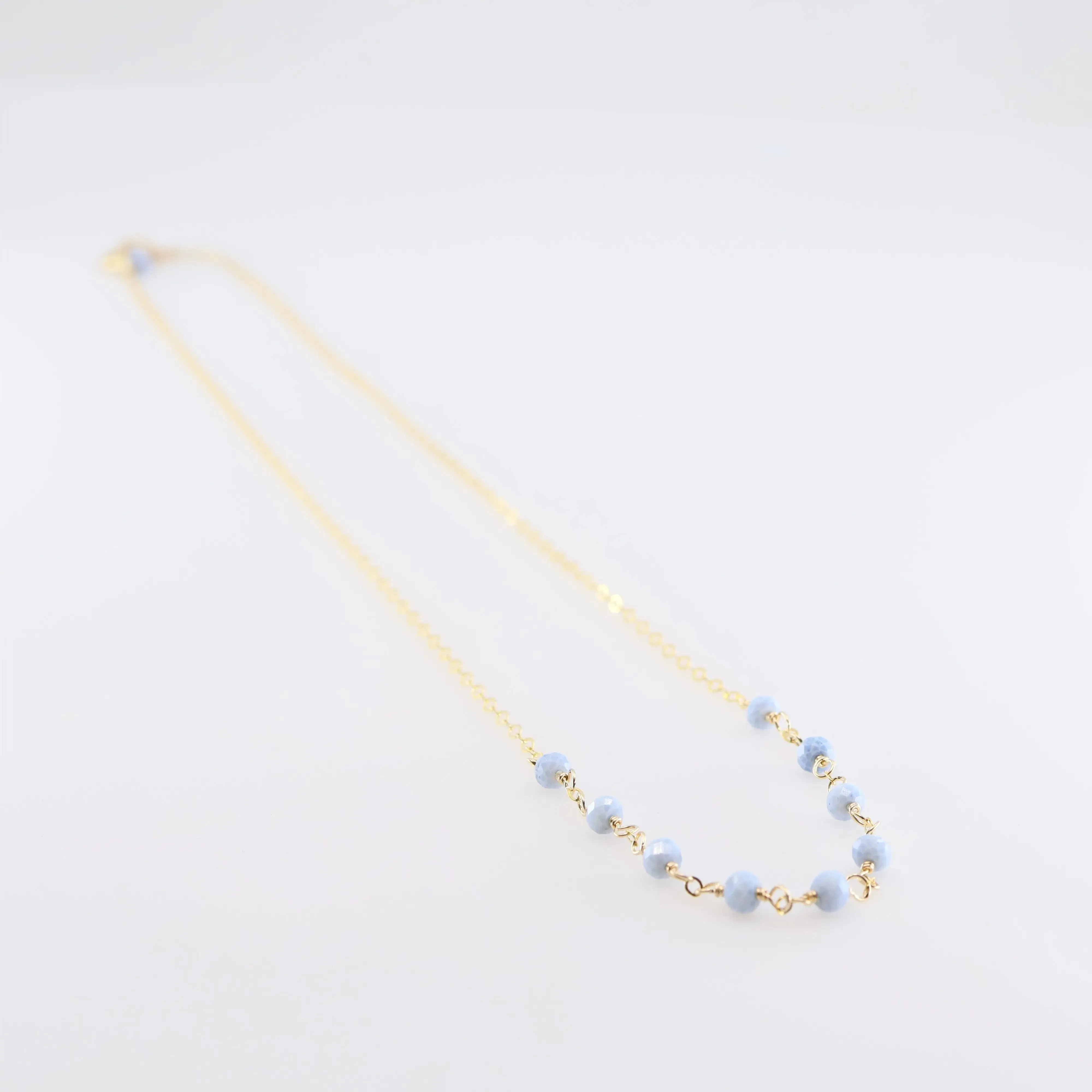 Tiny Gemstone Layering Necklace, Blue Opal