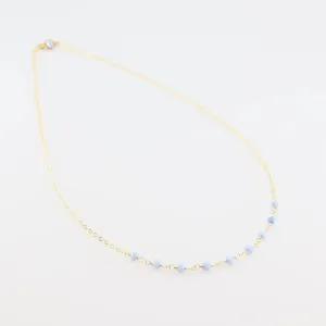 Tiny Gemstone Layering Necklace, Blue Opal