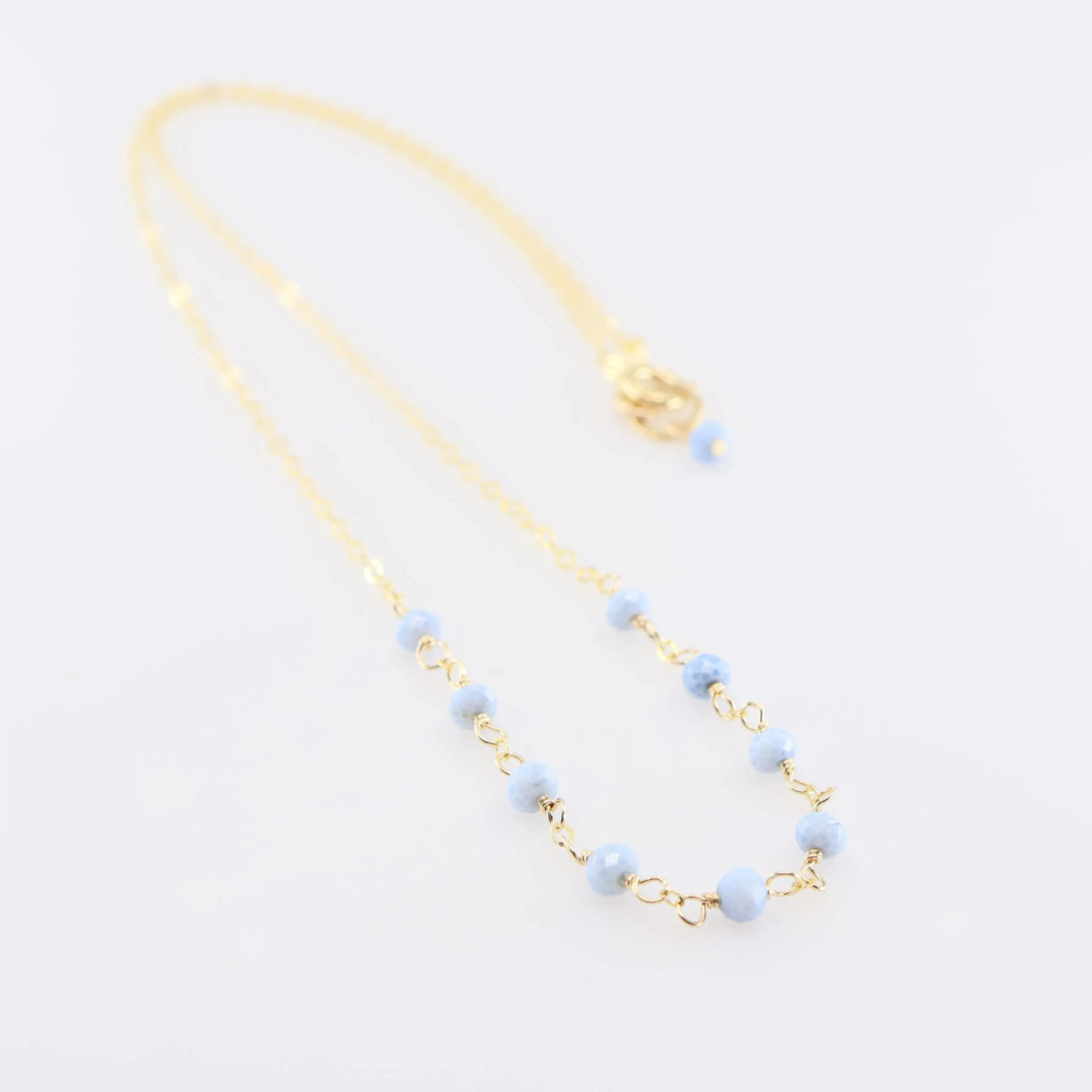 Tiny Gemstone Layering Necklace, Blue Opal