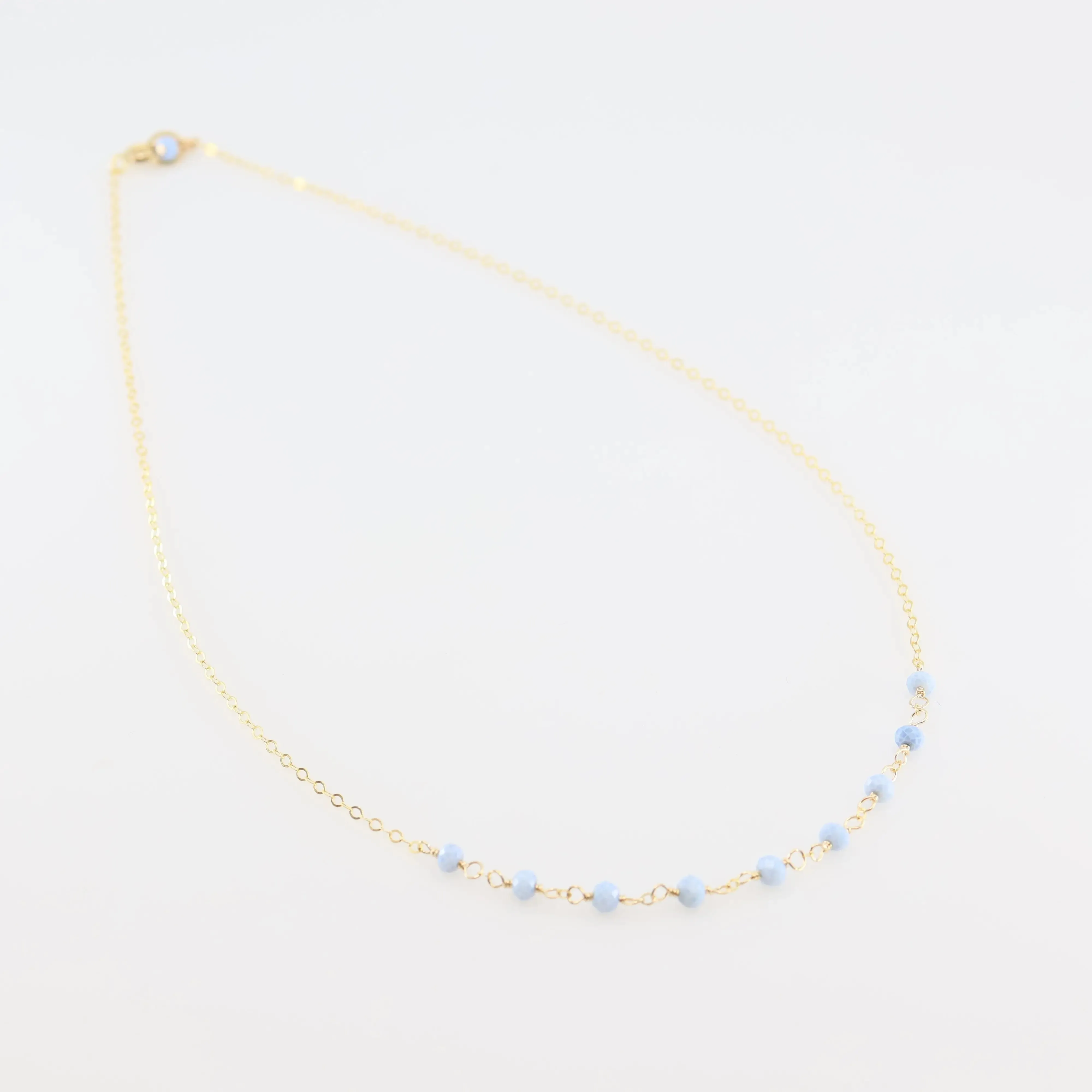 Tiny Gemstone Layering Necklace, Blue Opal