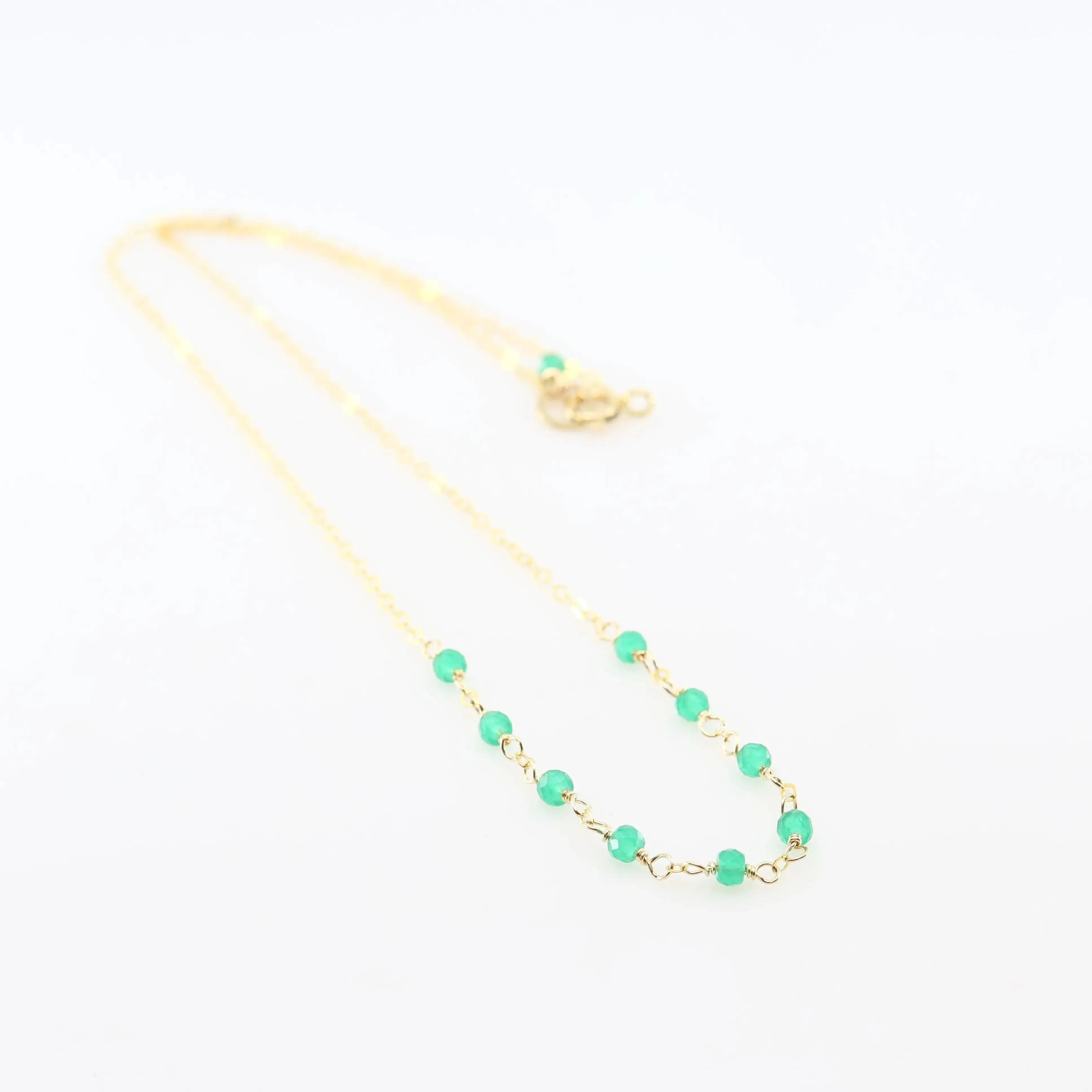Tiny Gemstone Layering Necklace, Green Onyx