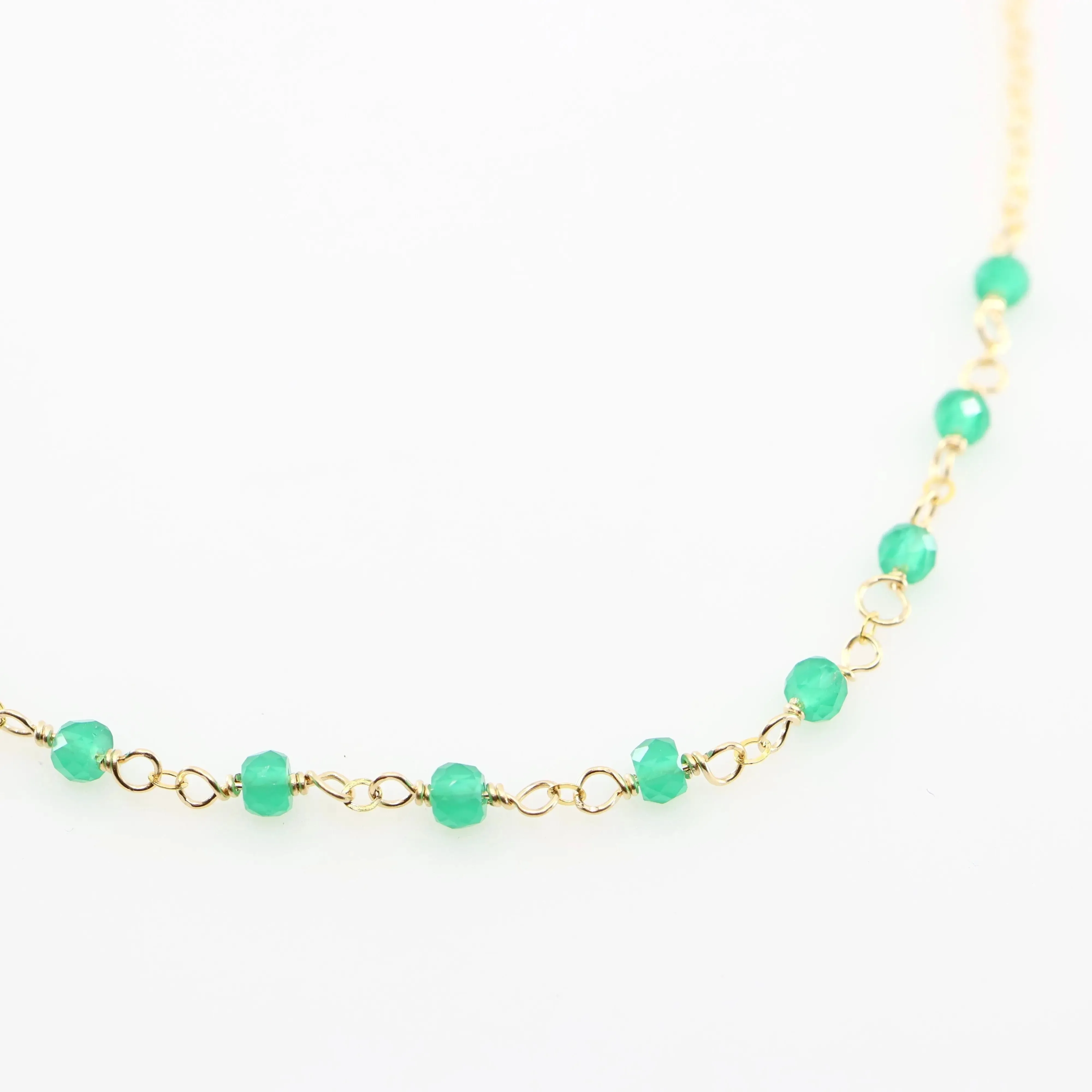 Tiny Gemstone Layering Necklace, Green Onyx