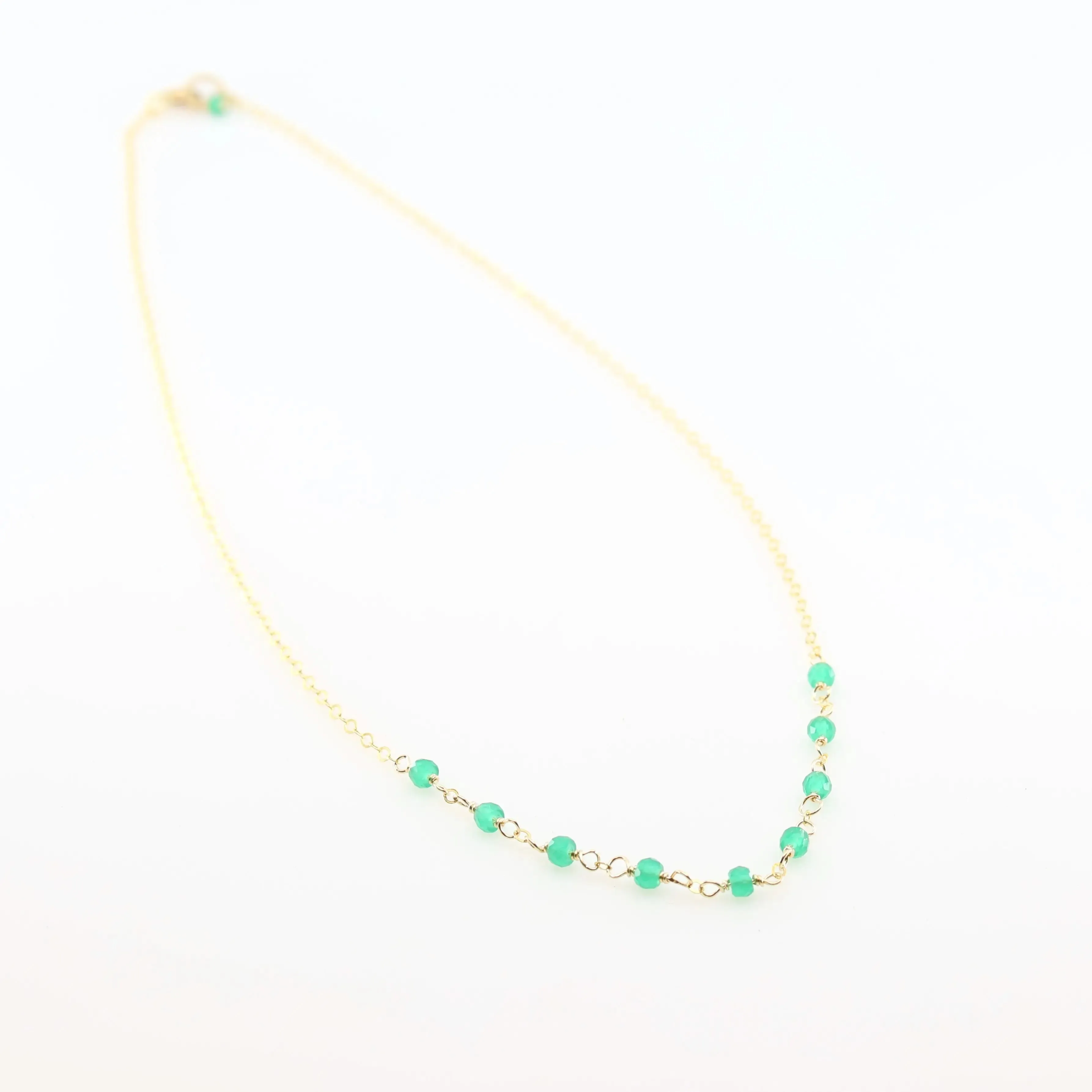 Tiny Gemstone Layering Necklace, Green Onyx