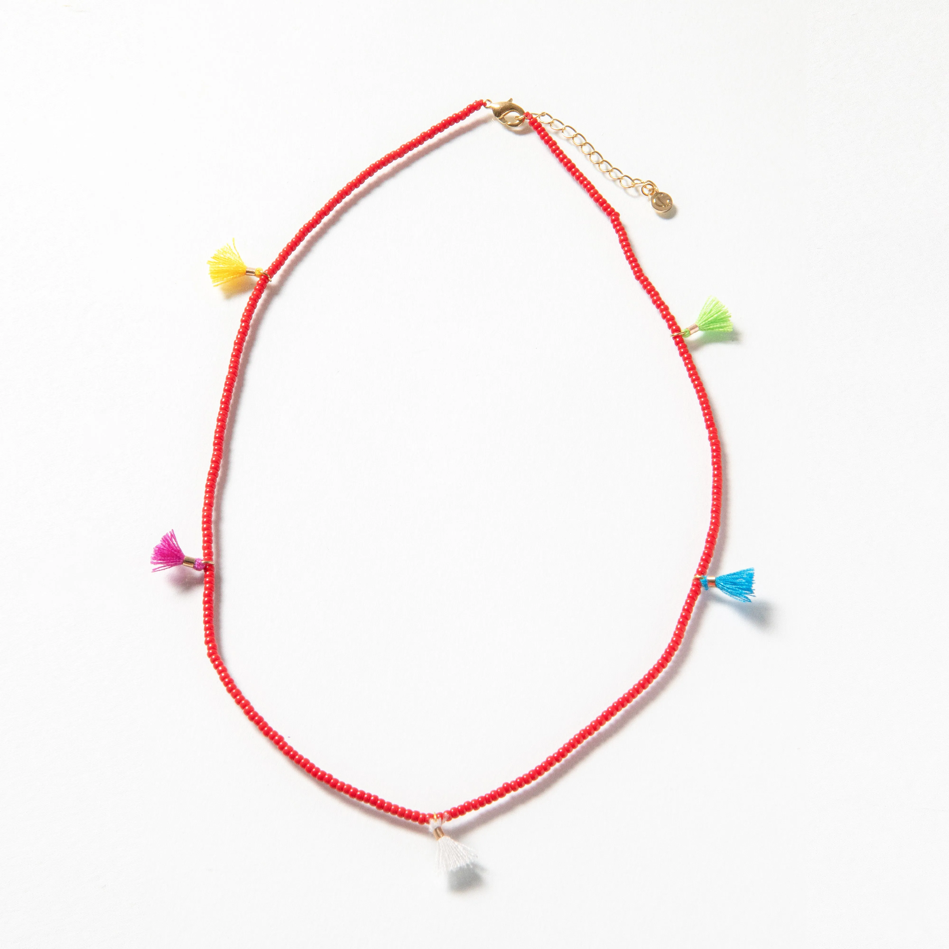Tiny Tassel Necklace - Red